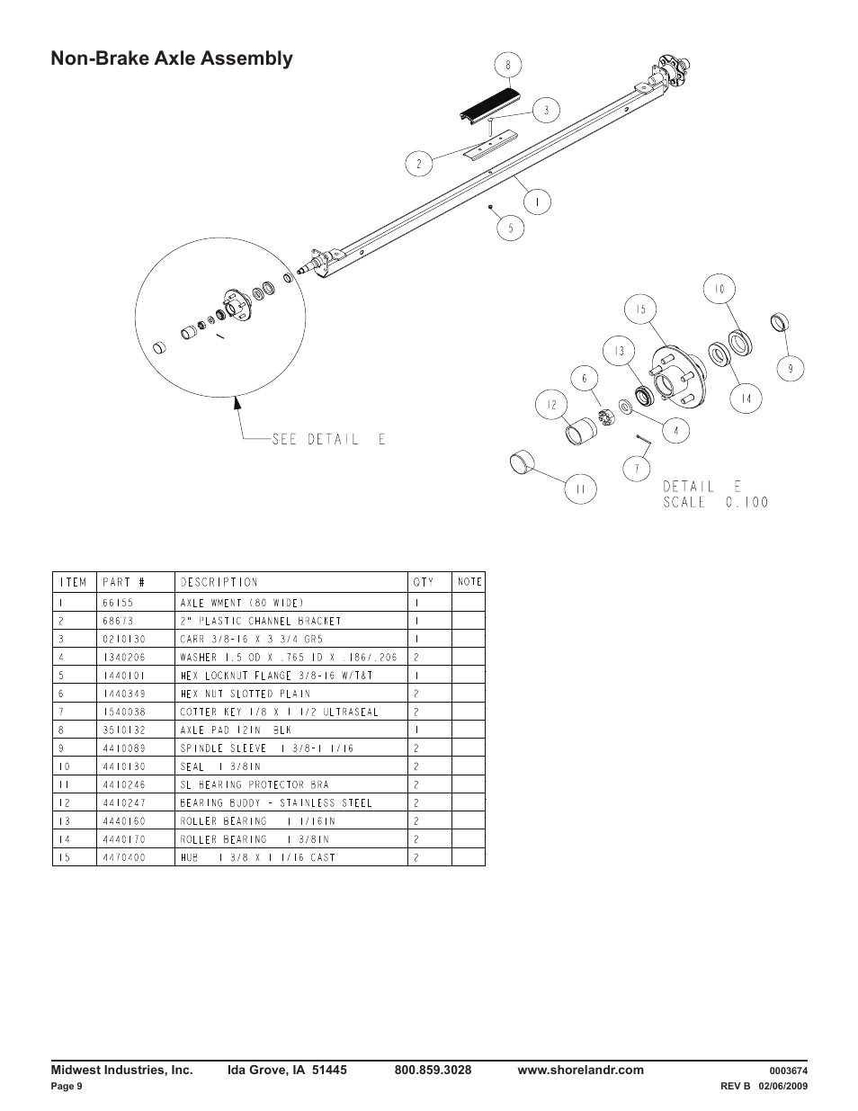 Non-brake axle assembly | ShoreLand'r LUB40TCBXLW V.2 User Manual | Page 9 / 15