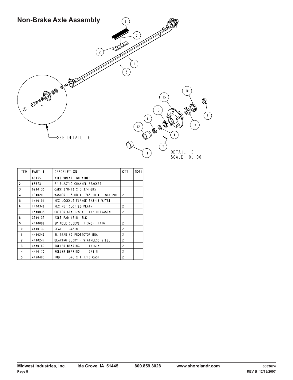 Non-brake axle assembly | ShoreLand'r LUB40TCBXLW V.3 User Manual | Page 8 / 14