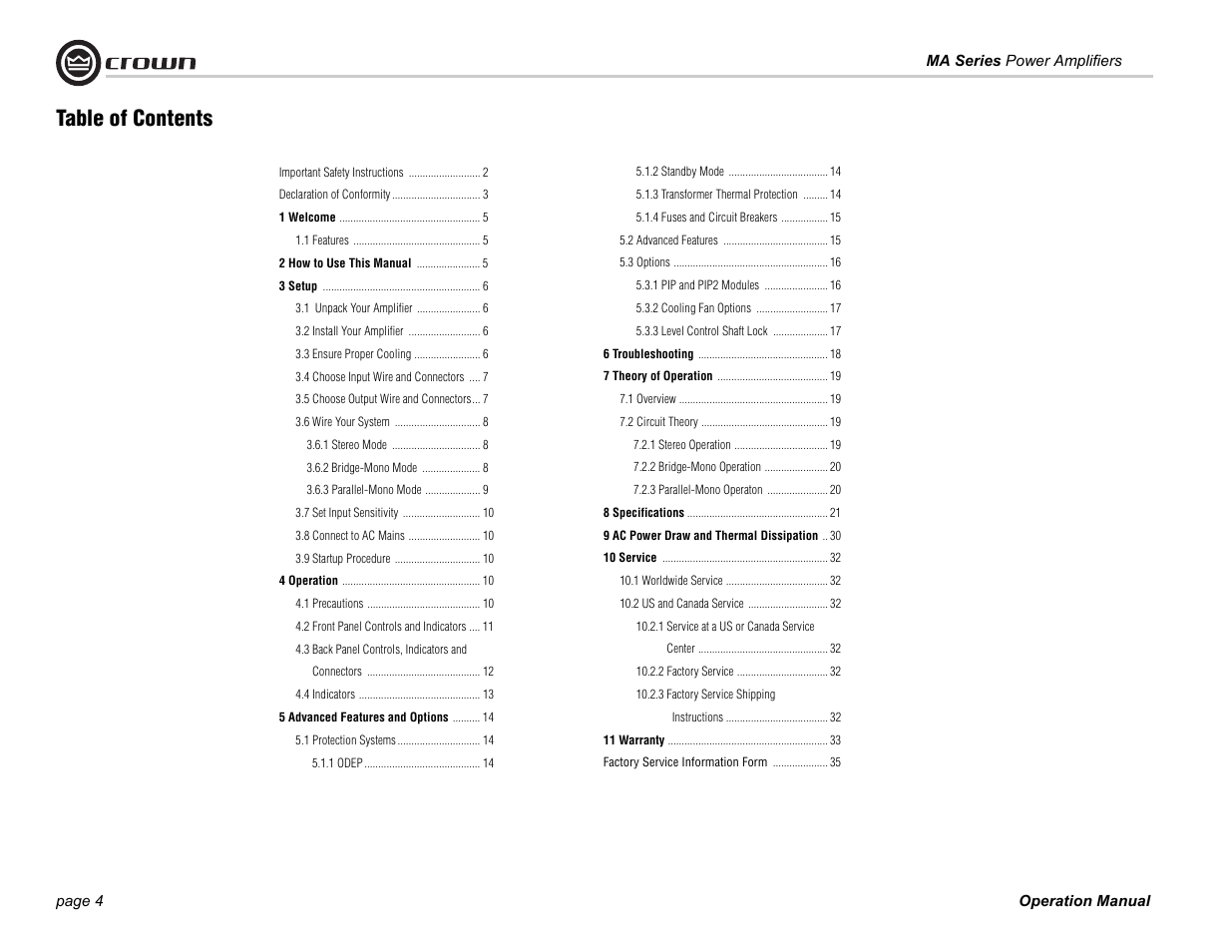 Crown Audio 1202 & 2402 User Manual | Page 4 / 36