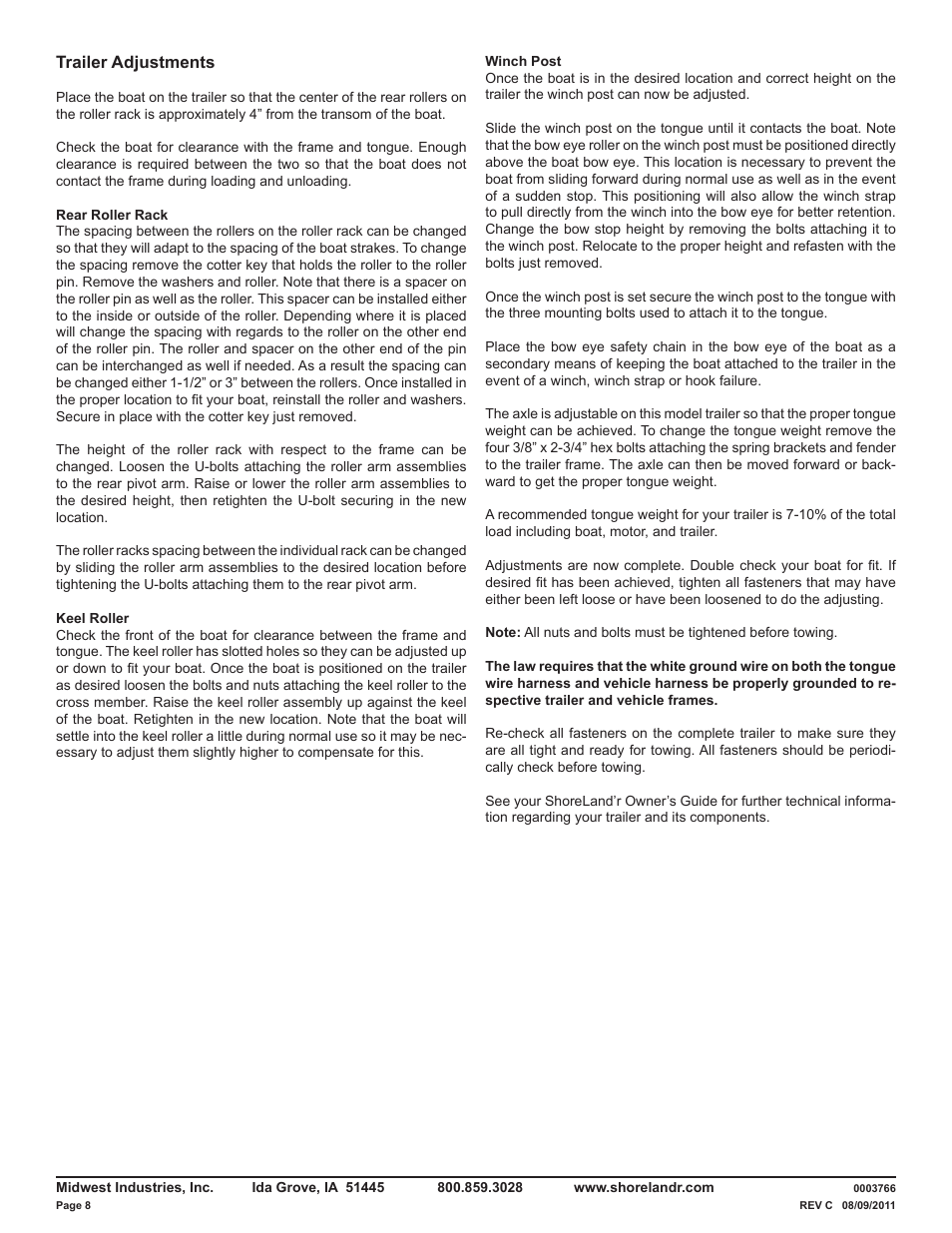 ShoreLand'r LUR14TL V.1 User Manual | Page 8 / 8