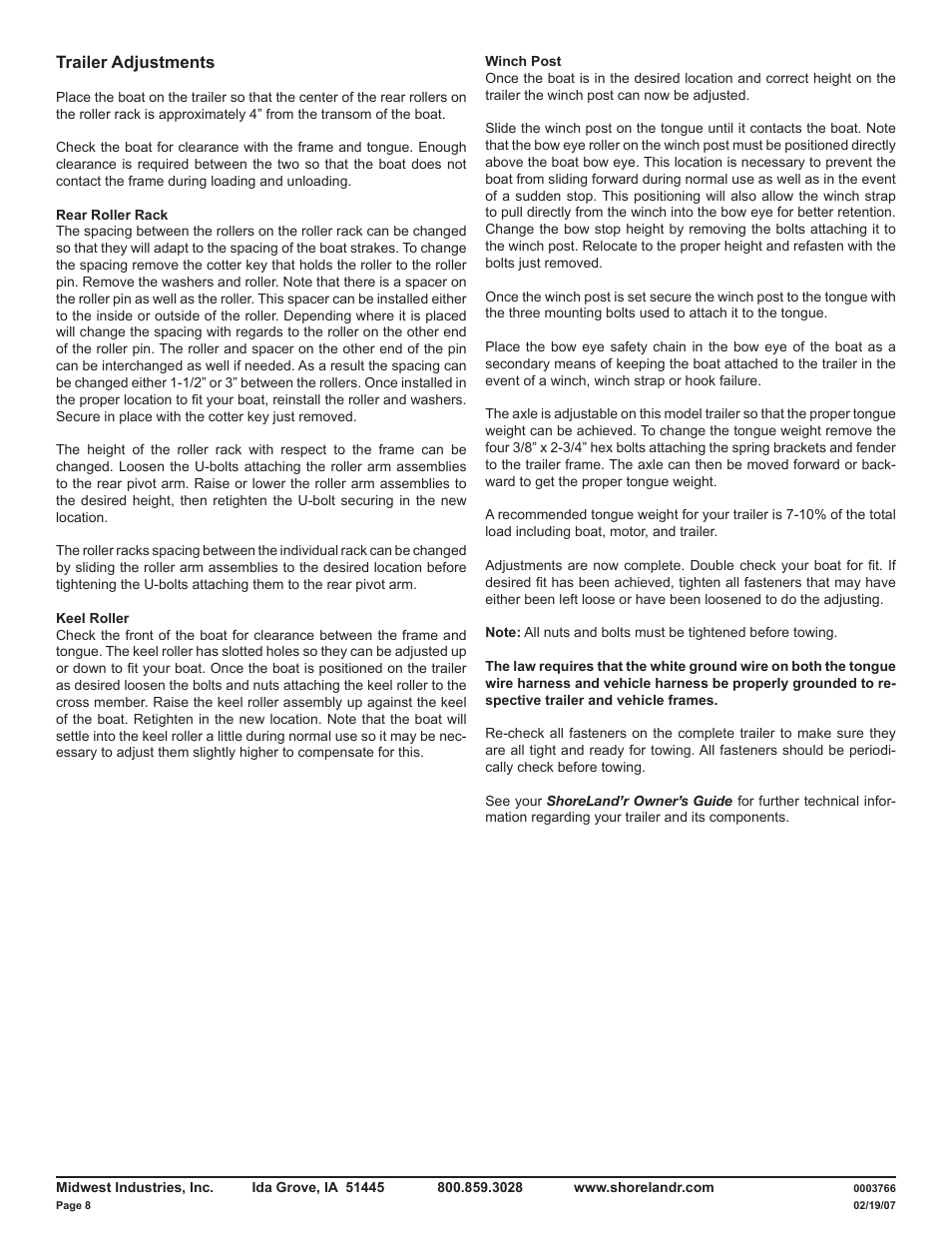 ShoreLand'r LUR14TL V.2 User Manual | Page 8 / 8
