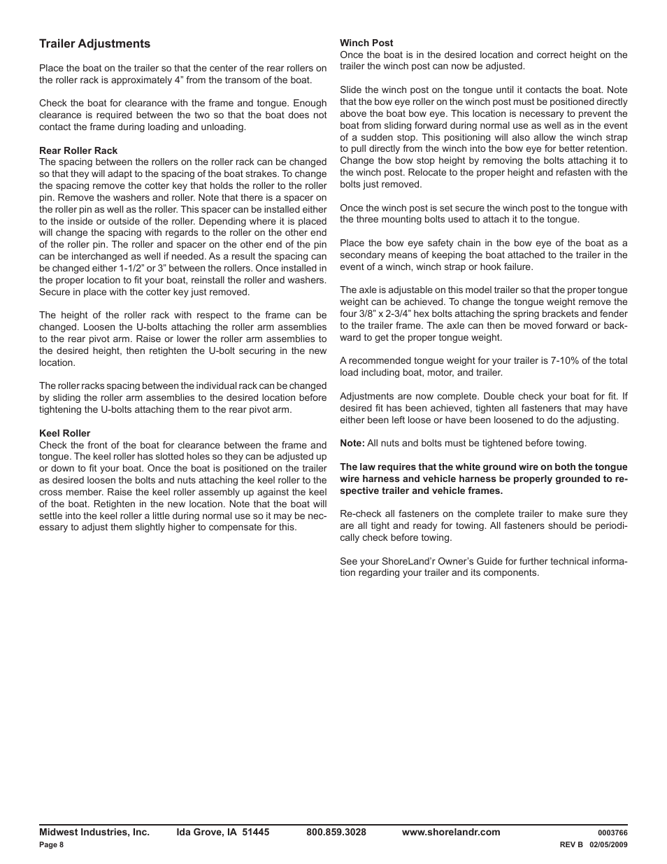ShoreLand'r LUR14TL V.3 User Manual | Page 8 / 8