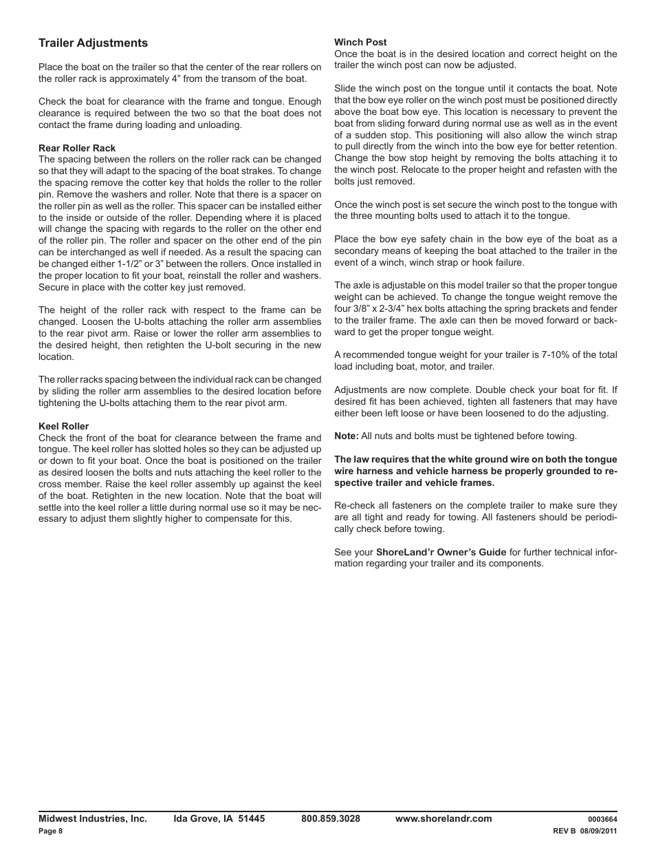 ShoreLand'r LUR14TM V.3 User Manual | Page 8 / 8