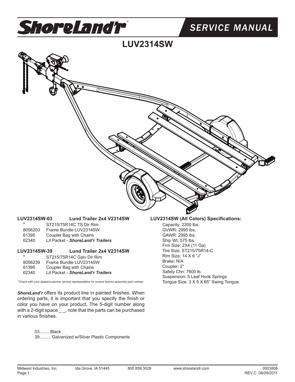 ShoreLand'r LUV2314SW V.3 User Manual | 10 pages