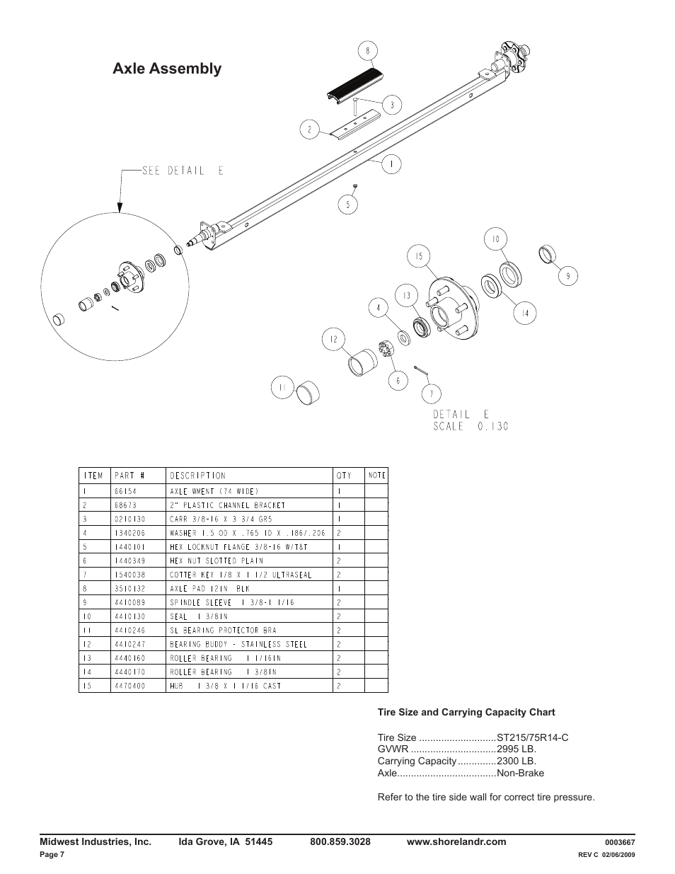 Axle assembly | ShoreLand'r LUV2314XXL V.3 User Manual | Page 7 / 10