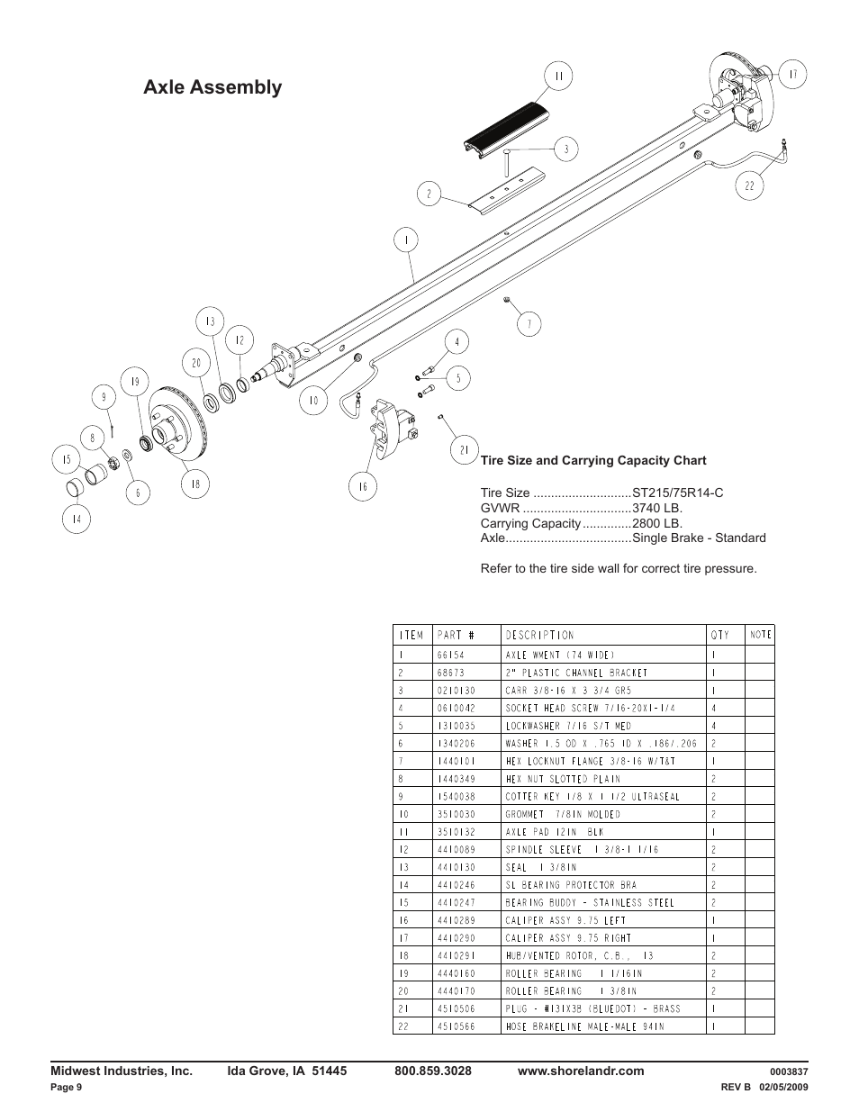 Axle assembly | ShoreLand'r LUV28BXXL V.1 User Manual | Page 9 / 10