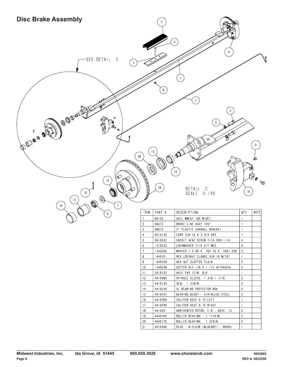 Disc brake assembly | ShoreLand'r LUV30BLW V.2 User Manual | Page 8 / 12