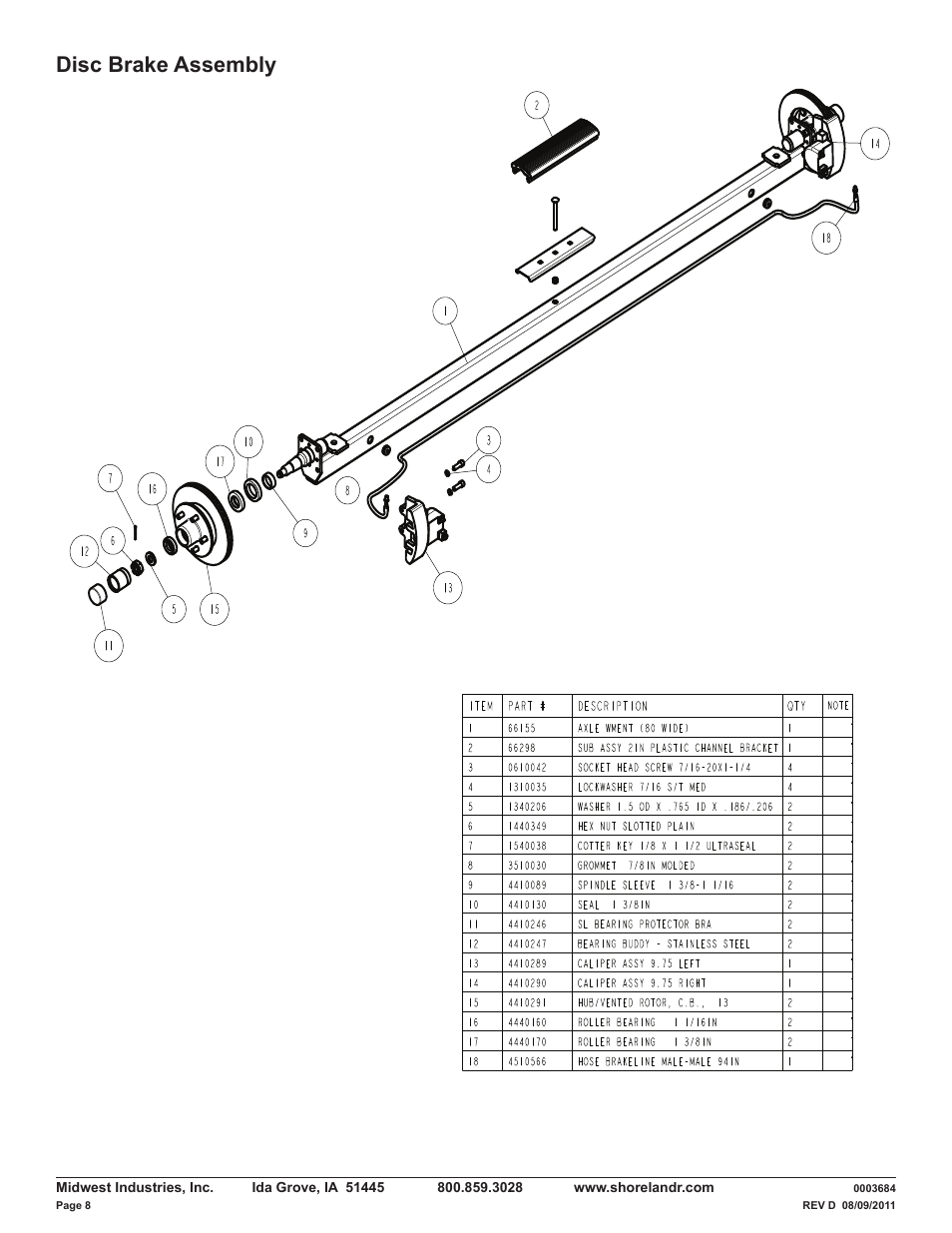 Disc brake assembly | ShoreLand'r LUV30BSW V.3 User Manual | Page 8 / 12