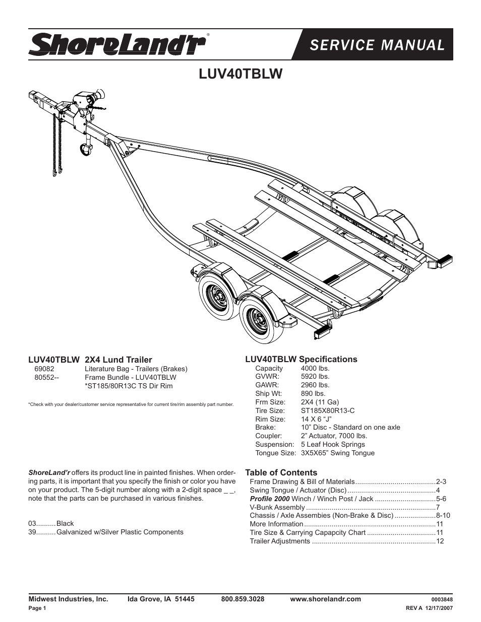 ShoreLand'r LUV40TBLW V.1 User Manual | 12 pages