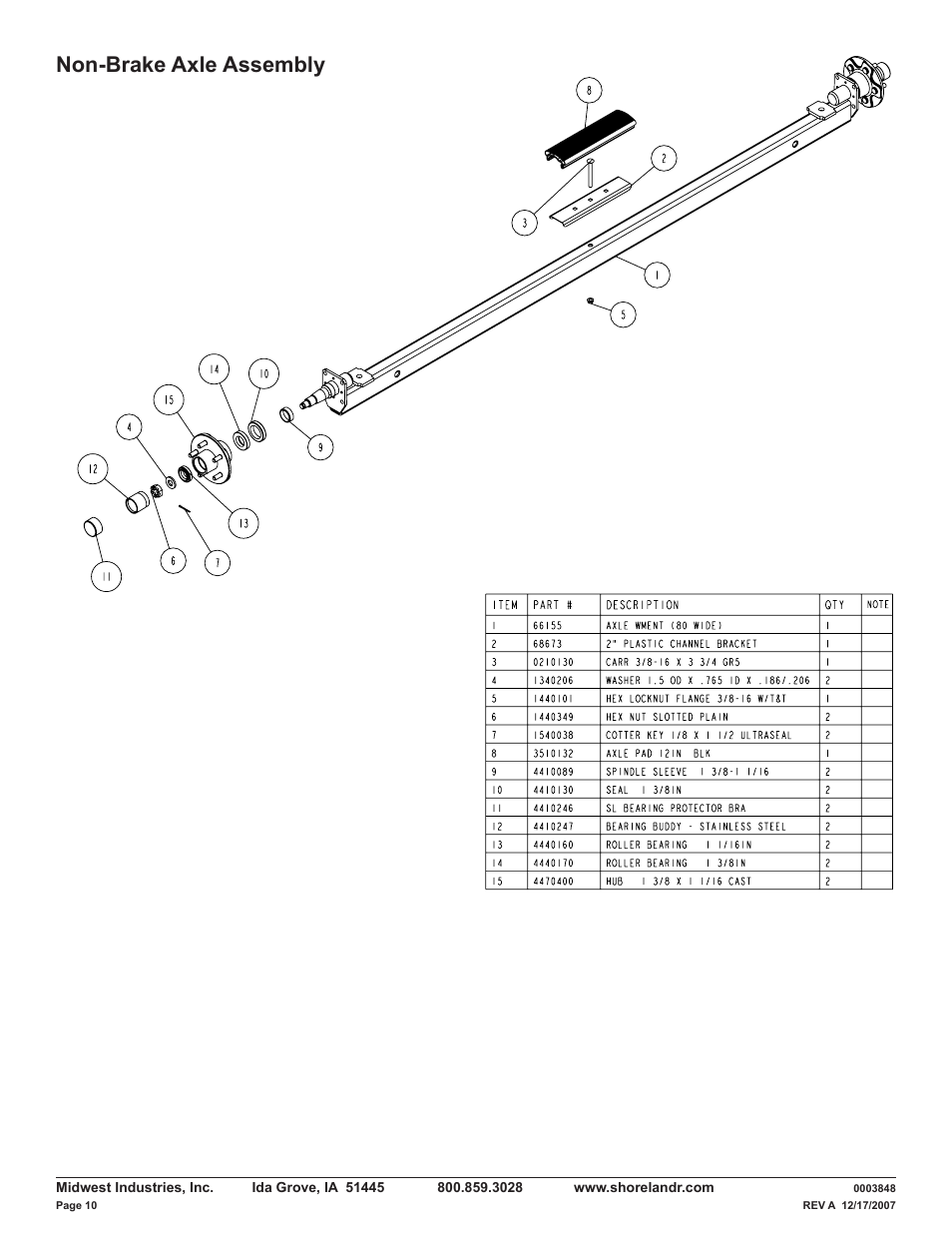 Non-brake axle assembly | ShoreLand'r LUV40TBLW V.1 User Manual | Page 10 / 12