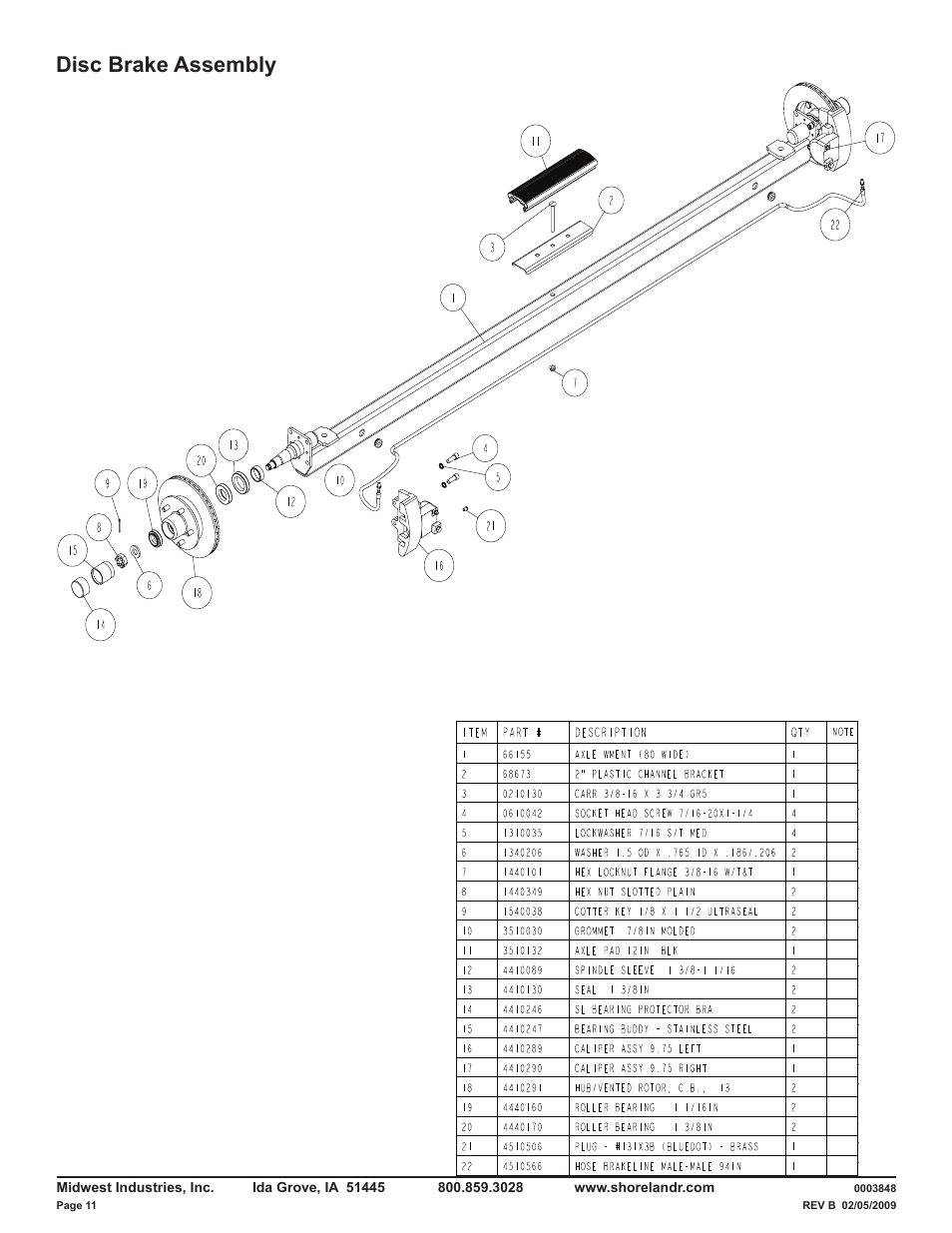 Disc brake assembly | ShoreLand'r LUV40TBLW V.2 User Manual | Page 11 / 13