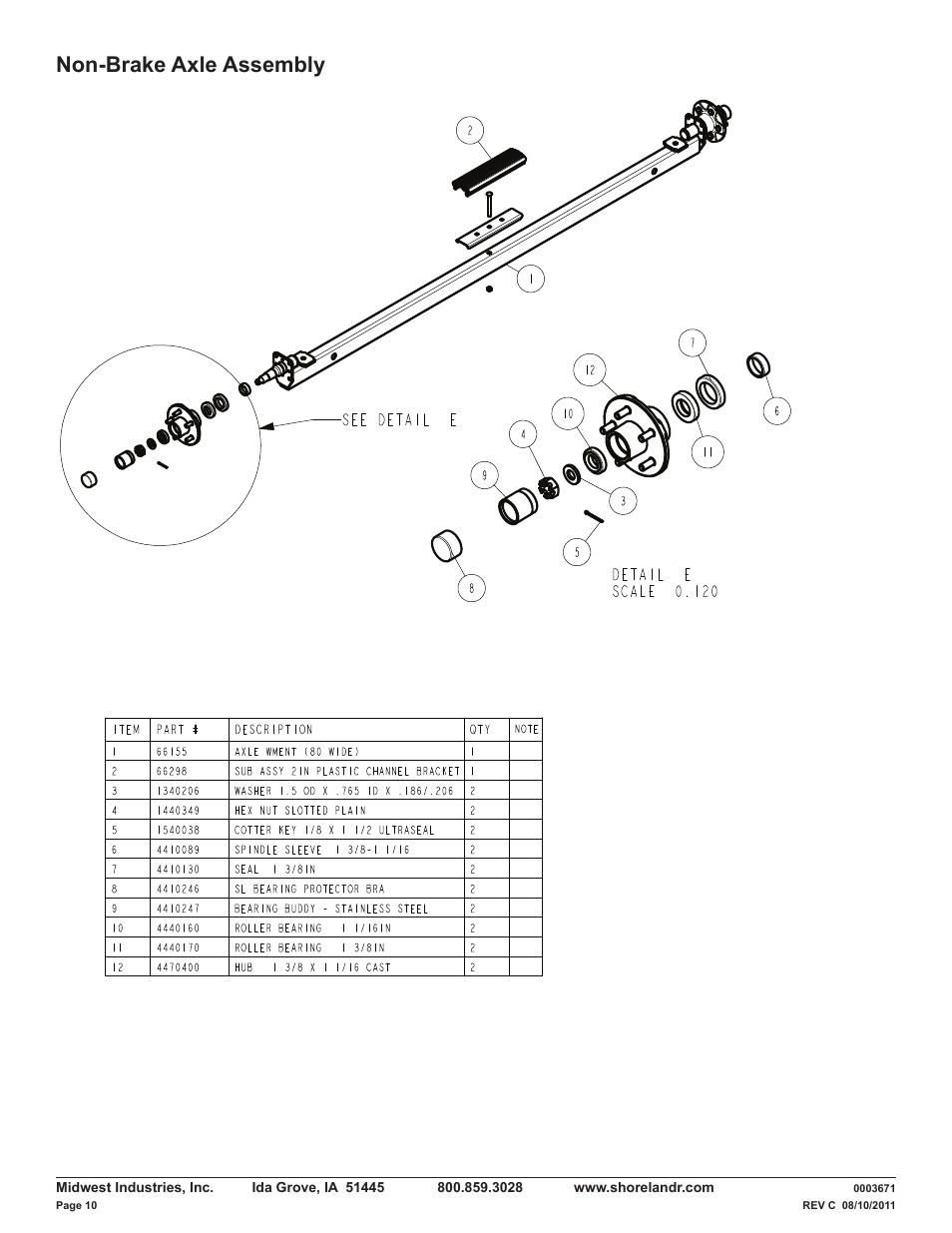 Non-brake axle assembly | ShoreLand'r LUV40TBXLW V.1 User Manual | Page 10 / 13