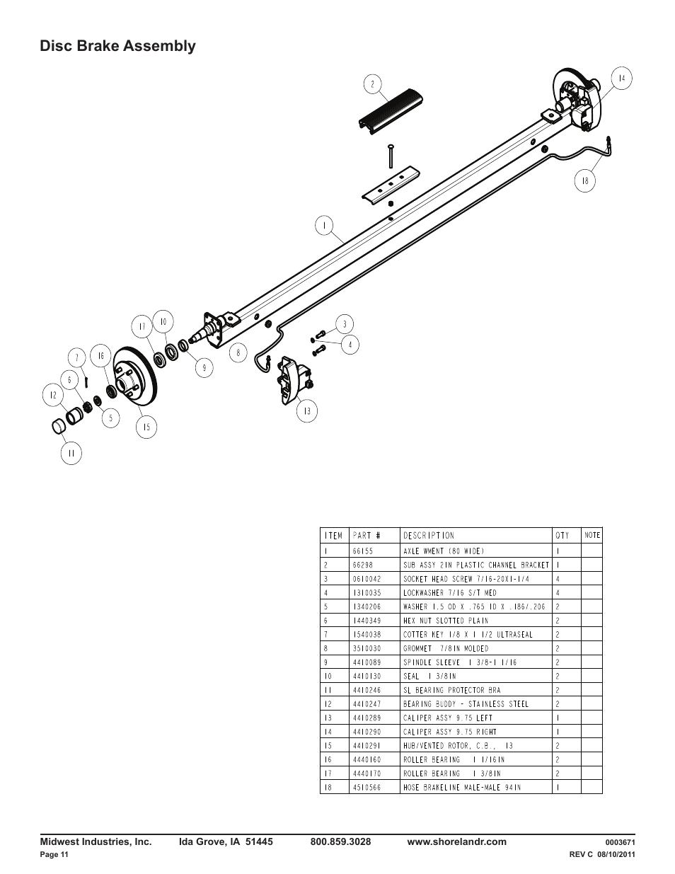 Disc brake assembly | ShoreLand'r LUV40TBXLW V.1 User Manual | Page 11 / 13