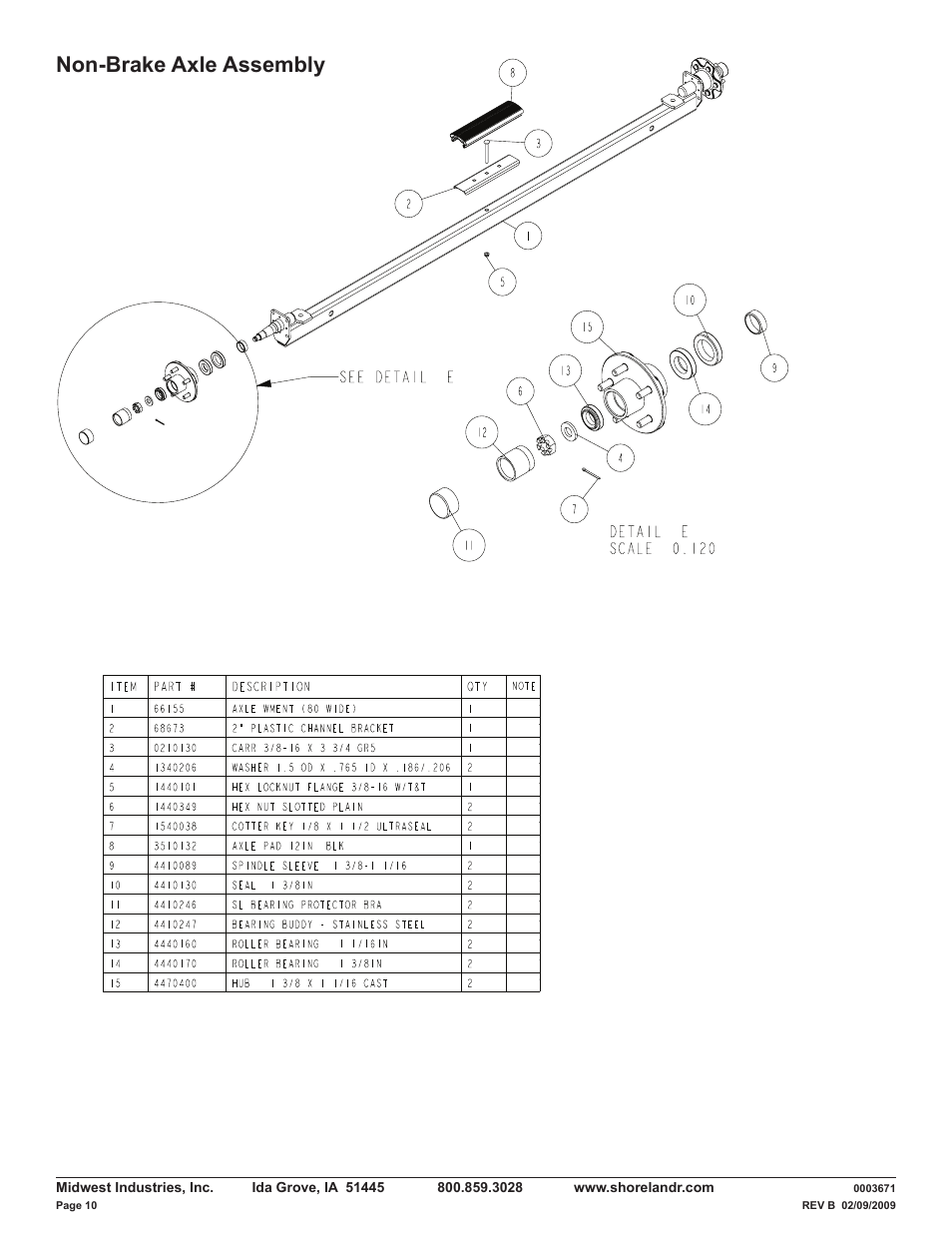 Non-brake axle assembly | ShoreLand'r LUV40TBXLW V.2 User Manual | Page 10 / 13