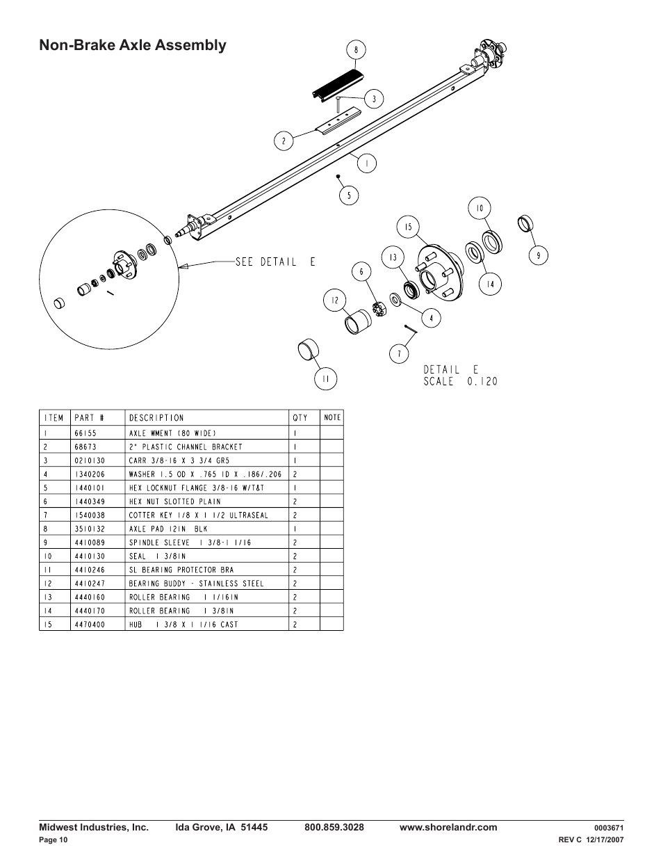 Non-brake axle assembly | ShoreLand'r LUV40TBXLW V.3 User Manual | Page 10 / 14