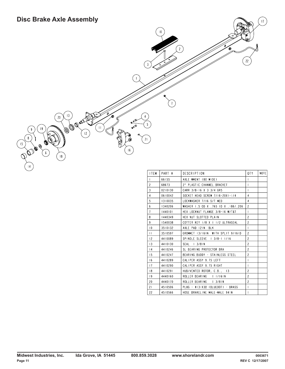 Disc brake axle assembly | ShoreLand'r LUV40TBXLW V.3 User Manual | Page 11 / 14