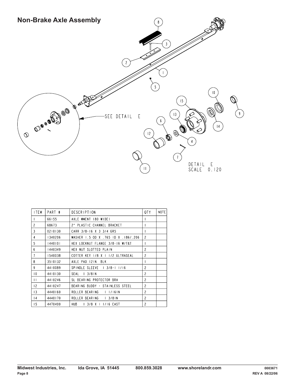 Non-brake axle assembly | ShoreLand'r LUV40TBXLW V.4 User Manual | Page 8 / 12
