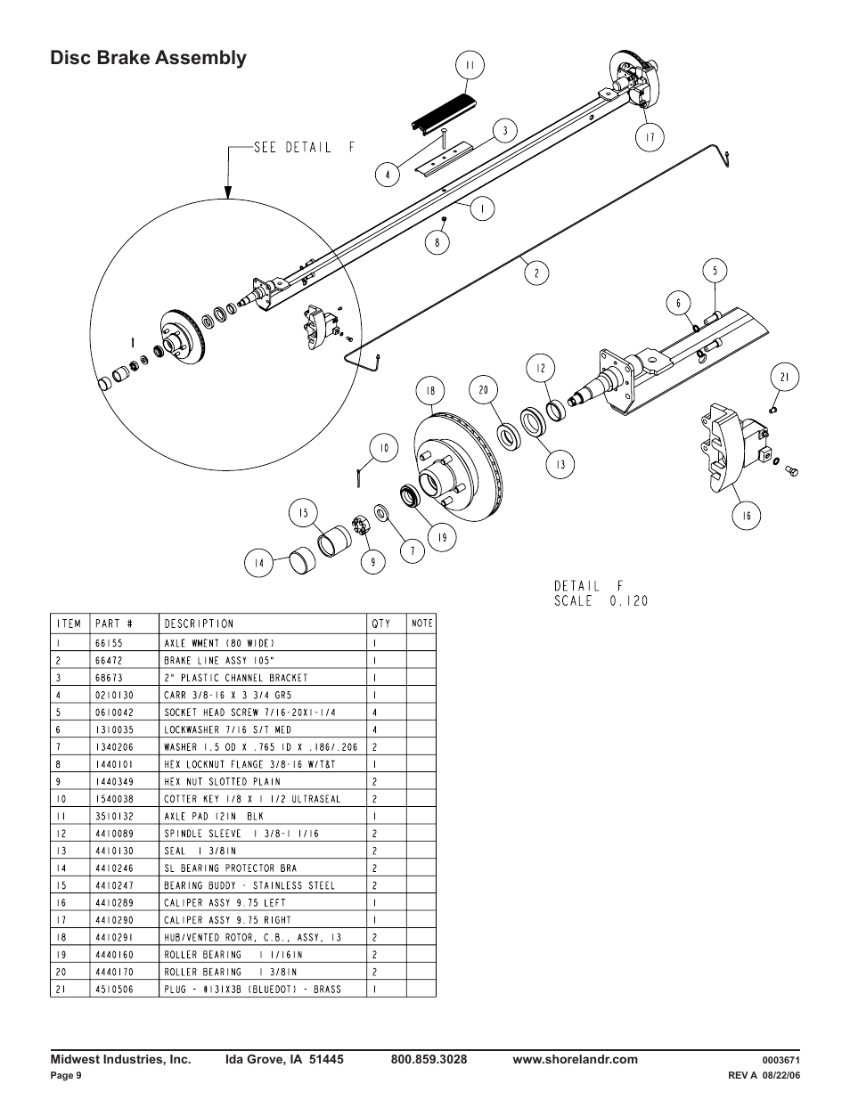 Disc brake assembly | ShoreLand'r LUV40TBXLW V.4 User Manual | Page 9 / 12