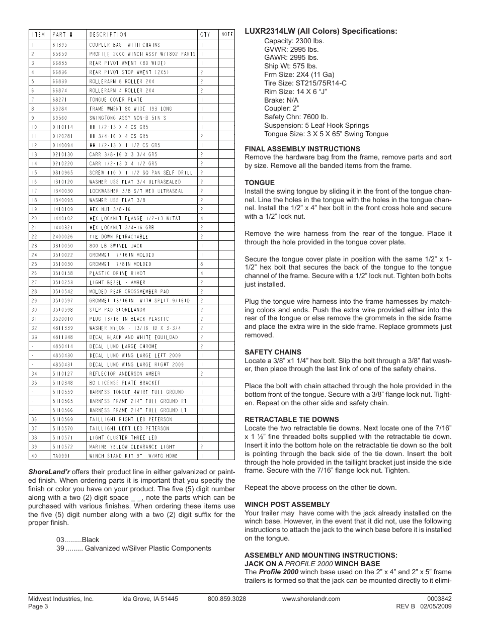 ShoreLand'r LUXR2314LW V.1 User Manual | Page 3 / 12
