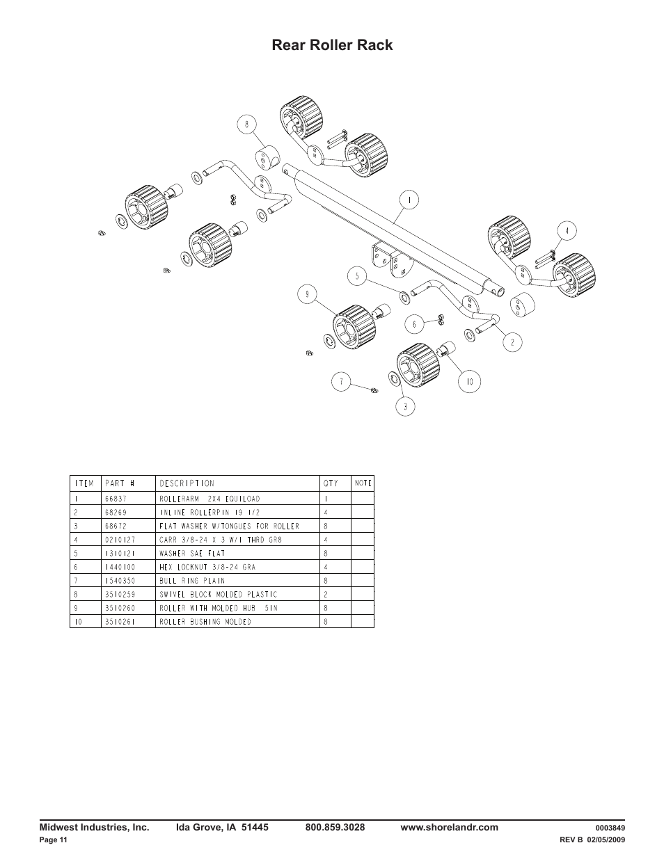 Rear roller rack | ShoreLand'r LUXR28BXXL V.1 User Manual | Page 11 / 12