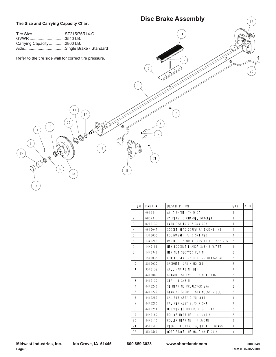 Disc brake assembly | ShoreLand'r LUXR28BXXL V.1 User Manual | Page 8 / 12