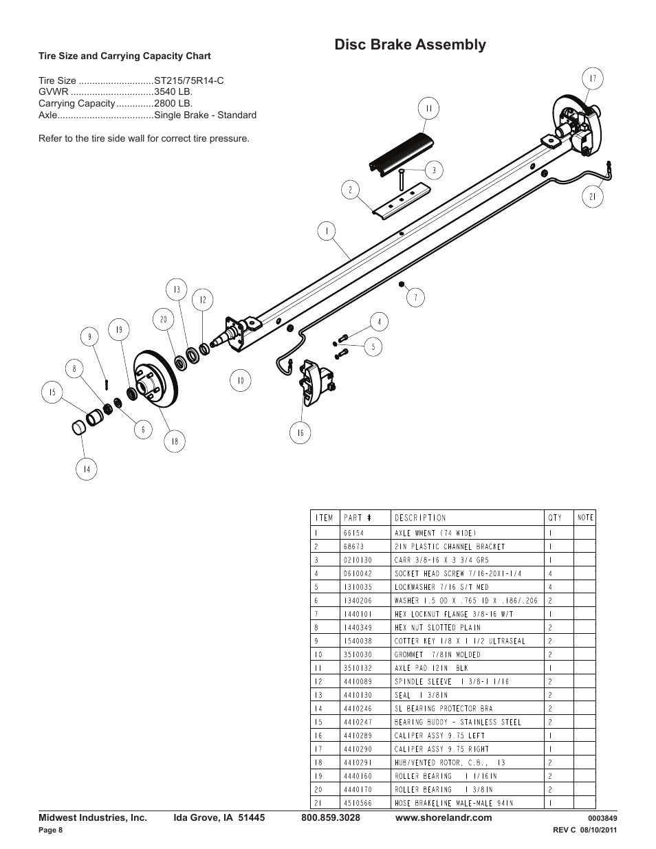 Disc brake assembly | ShoreLand'r LUXR28BXXL V.3 User Manual | Page 8 / 12