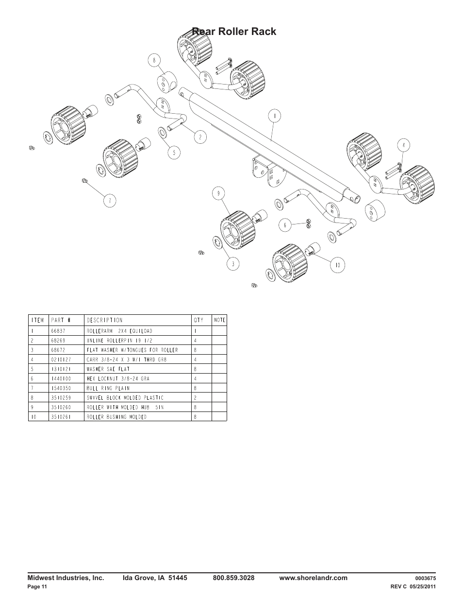 Rear roller rack | ShoreLand'r LUXR29CBLW V.1 User Manual | Page 11 / 15