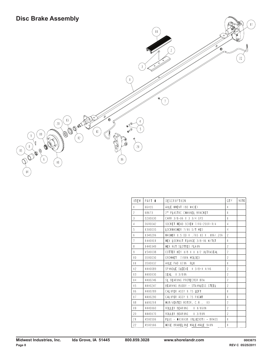 Disc brake assembly | ShoreLand'r LUXR29CBLW V.1 User Manual | Page 8 / 15