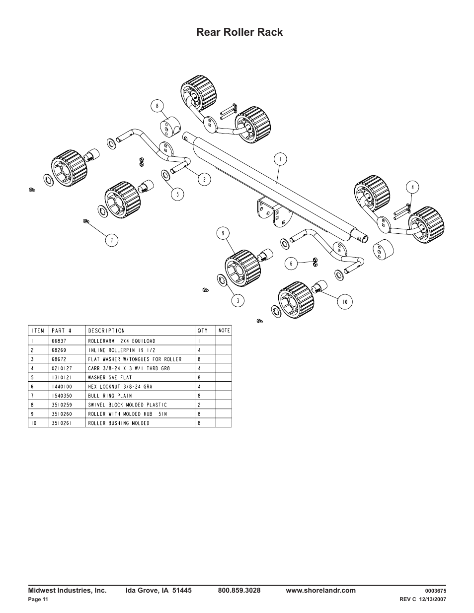 Rear roller rack | ShoreLand'r LUXR29CBLW V.2 User Manual | Page 11 / 14