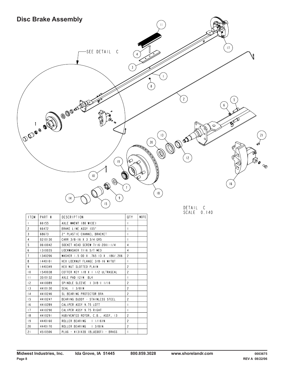 Disc brake assembly | ShoreLand'r LUXR29CBLW V.3 User Manual | Page 8 / 14