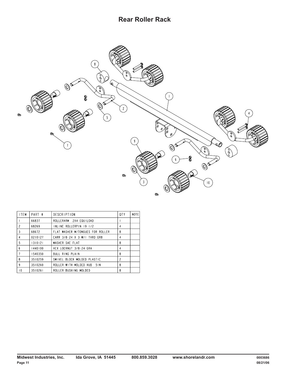 Rear roller rack | ShoreLand'r LUXR29CBSW V.2 User Manual | Page 11 / 14