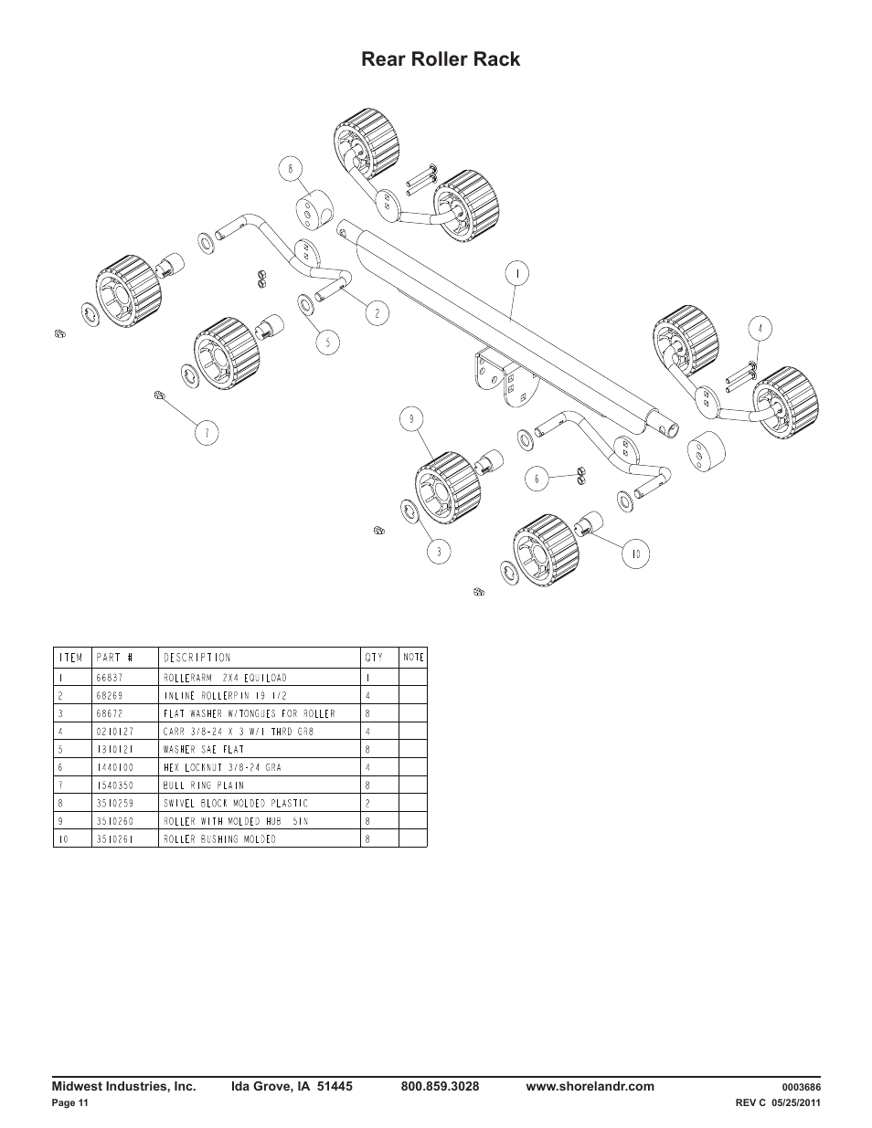 Rear roller rack | ShoreLand'r LUXR29CBSW V.3 User Manual | Page 11 / 13