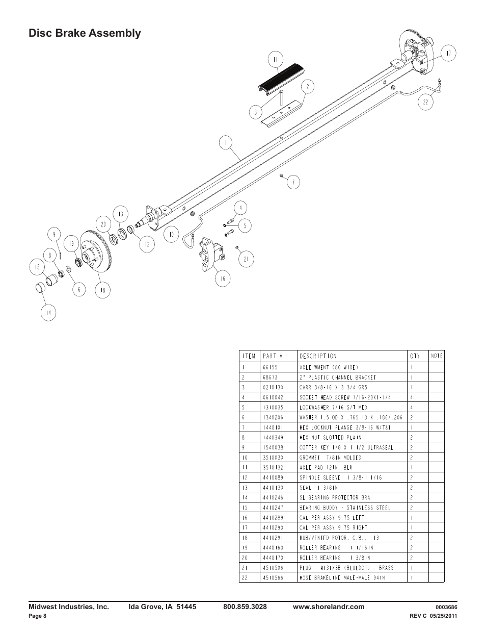 Disc brake assembly | ShoreLand'r LUXR29CBSW V.3 User Manual | Page 8 / 13