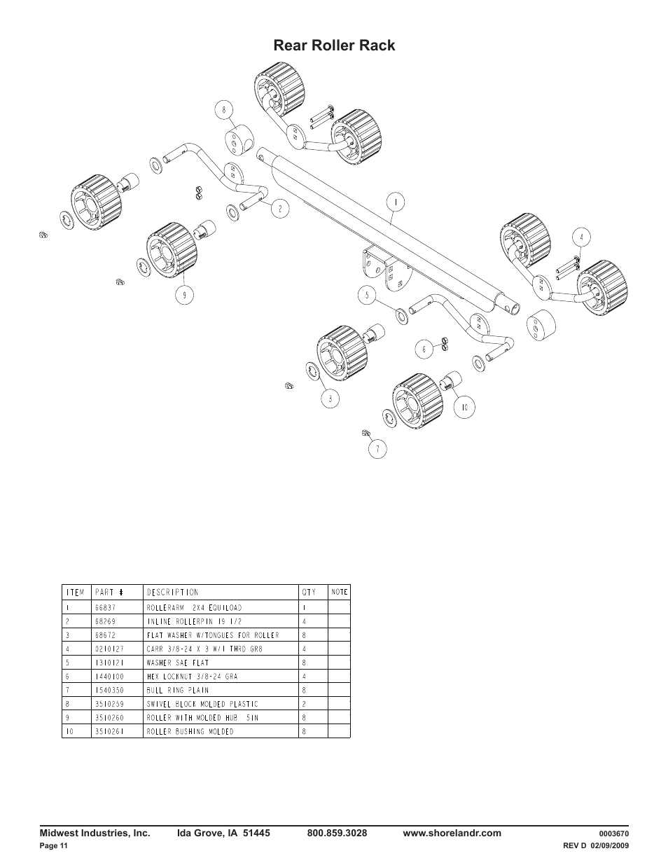 Rear roller rack | ShoreLand'r LUXR30BLW V.2 User Manual | Page 11 / 12