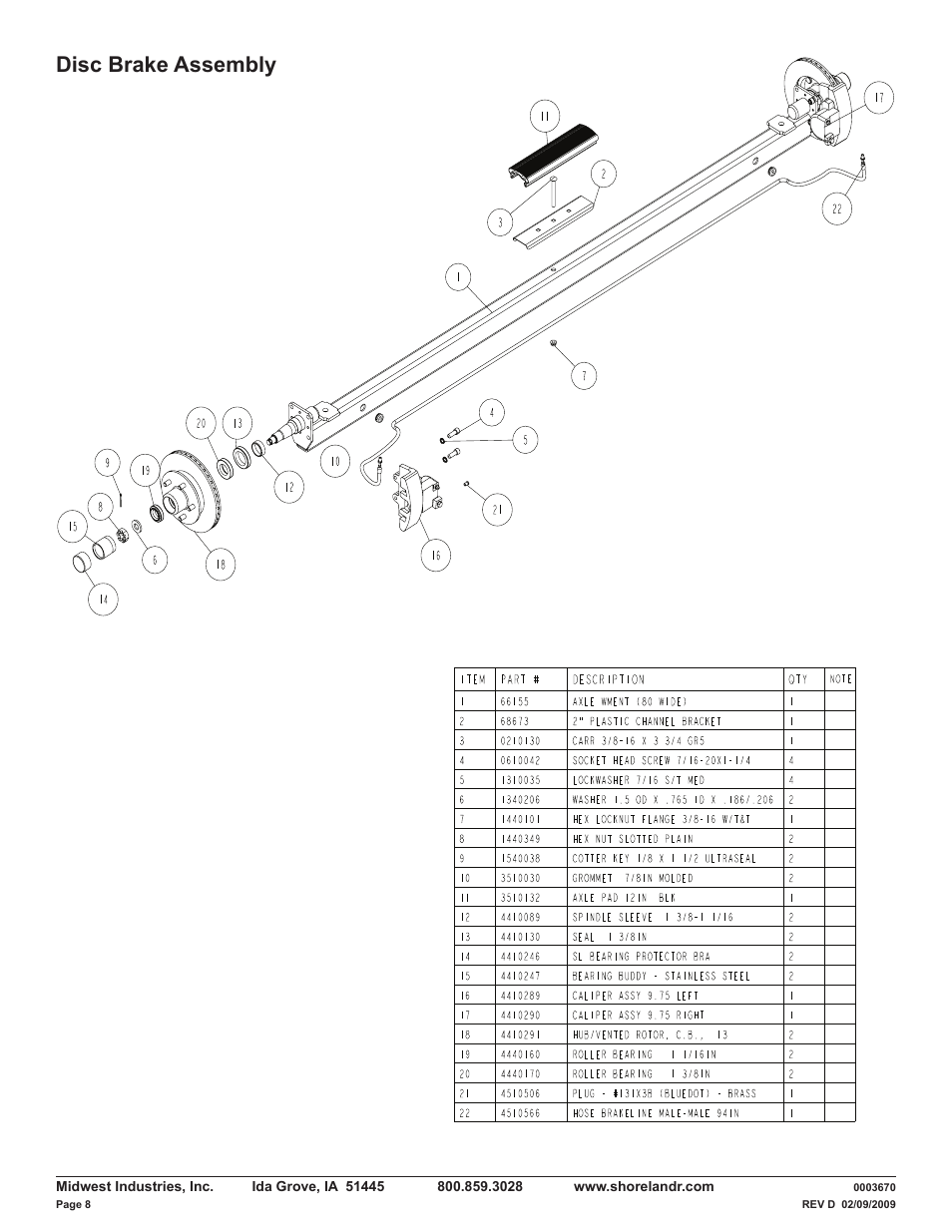 Disc brake assembly | ShoreLand'r LUXR30BLW V.2 User Manual | Page 8 / 12