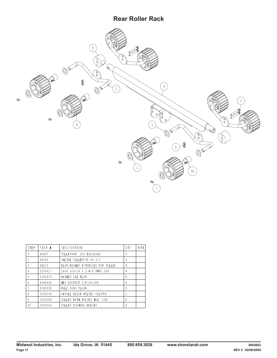Rear roller rack | ShoreLand'r LUXR30BSW V.1 User Manual | Page 11 / 12