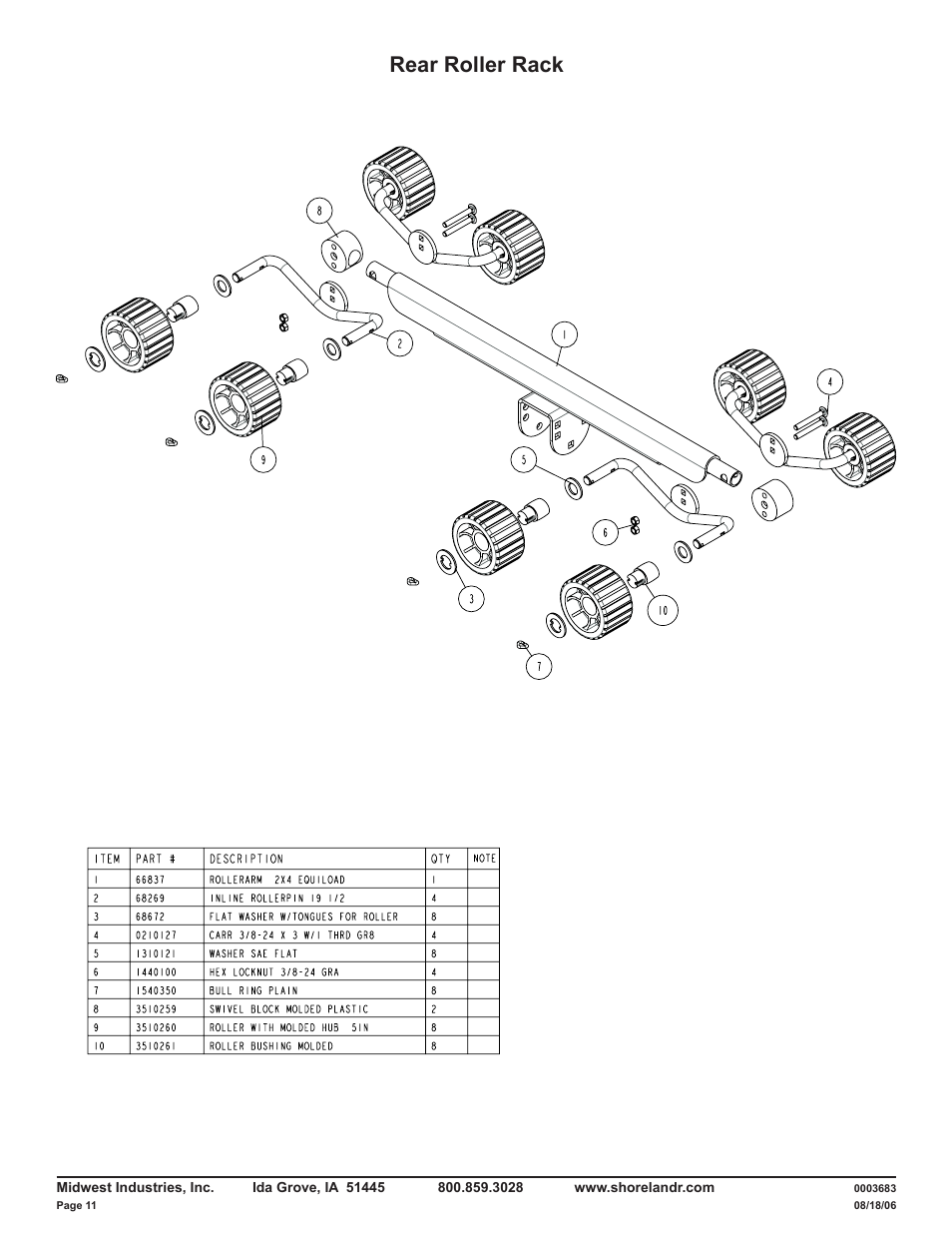 Rear roller rack | ShoreLand'r LUXR30BSW V.2 User Manual | Page 11 / 12