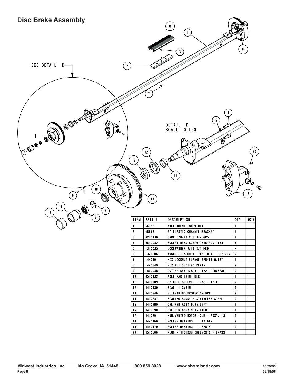 Disc brake assembly | ShoreLand'r LUXR30BSW V.2 User Manual | Page 8 / 12