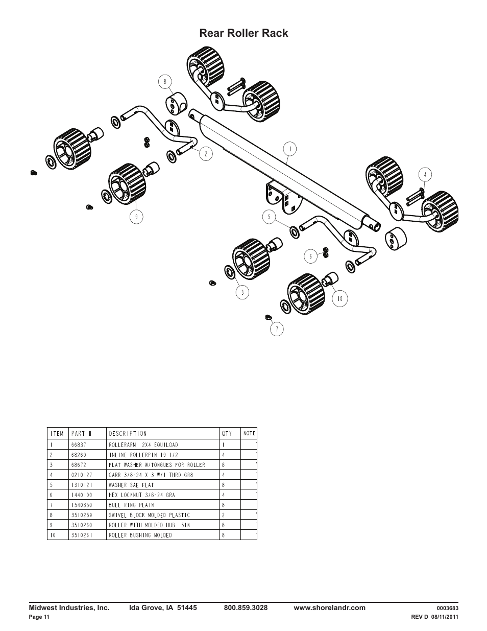 Rear roller rack | ShoreLand'r LUXR30BSW V.3 User Manual | Page 11 / 12