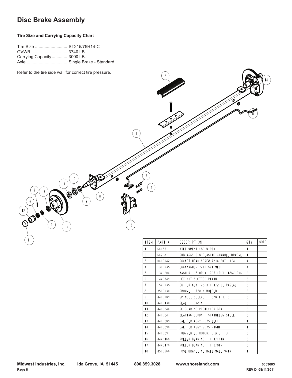 Disc brake assembly | ShoreLand'r LUXR30BSW V.3 User Manual | Page 8 / 12
