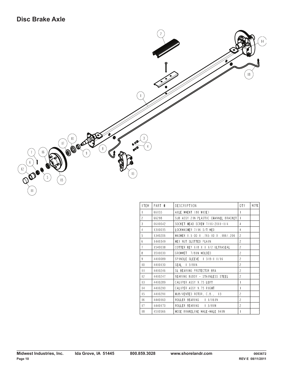 Disc brake axle | ShoreLand'r LUXR40TBXLW V.1 User Manual | Page 10 / 14