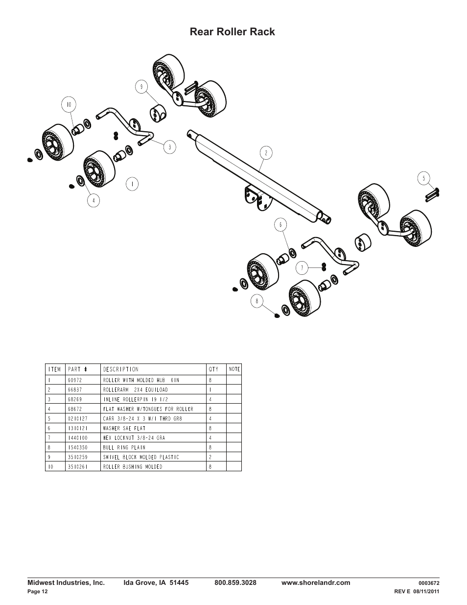 Rear roller rack | ShoreLand'r LUXR40TBXLW V.1 User Manual | Page 12 / 14