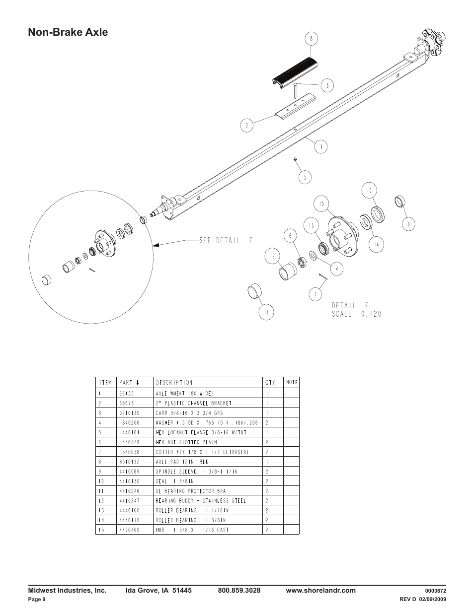 Non-brake axle | ShoreLand'r LUXR40TBXLW V.3 User Manual | Page 9 / 14