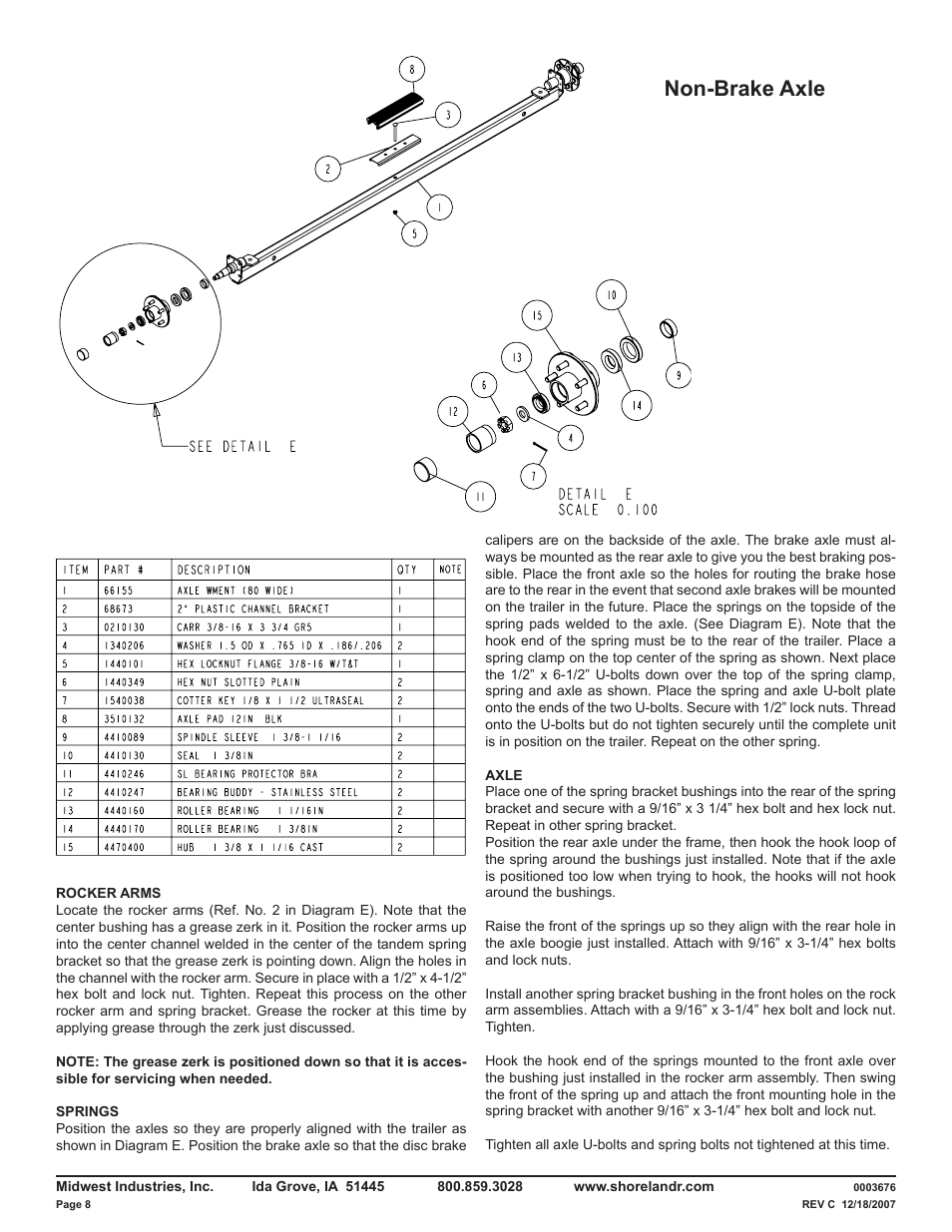 Non-brake axle | ShoreLand'r LUXR40TCBXLW V.3 User Manual | Page 8 / 14