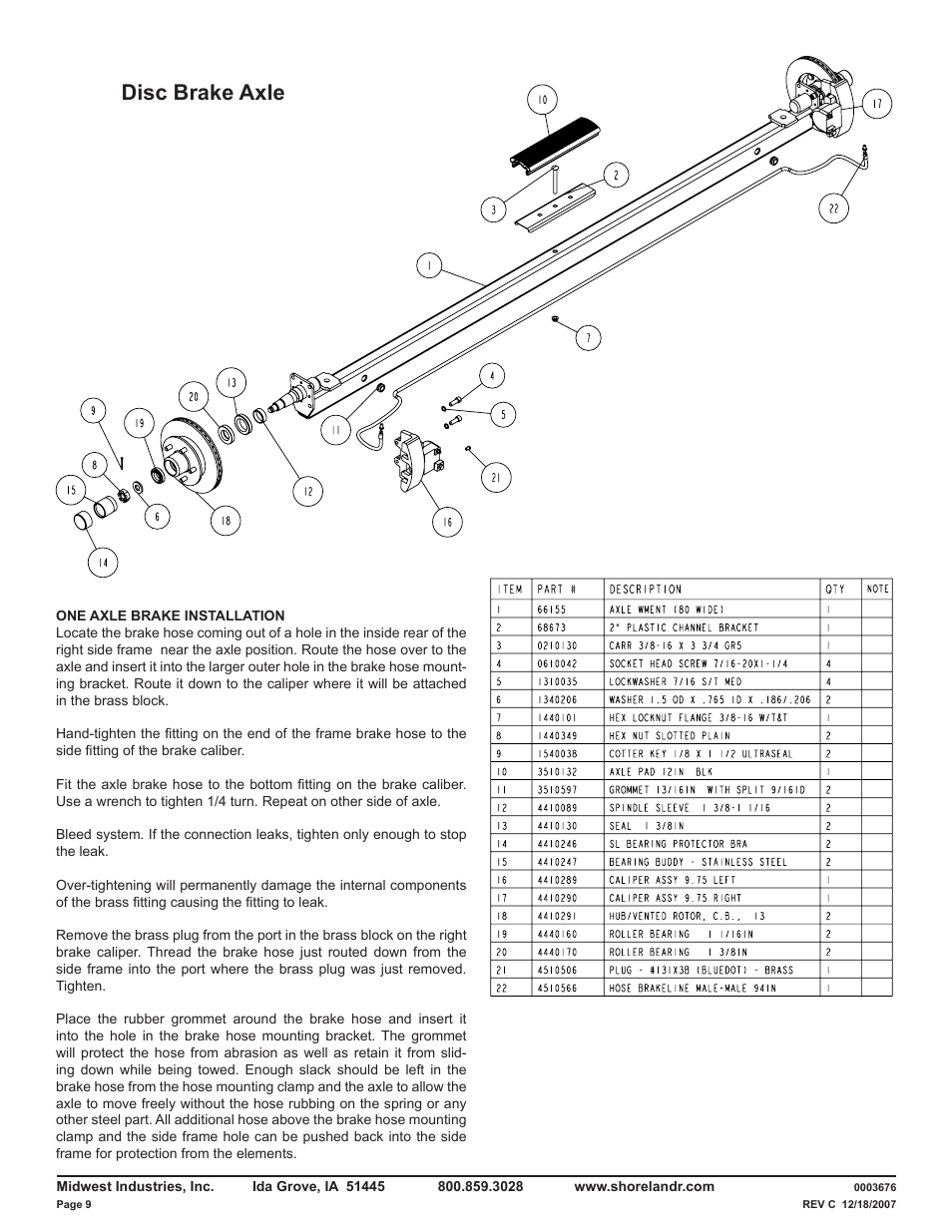 Disc brake axle | ShoreLand'r LUXR40TCBXLW V.3 User Manual | Page 9 / 14