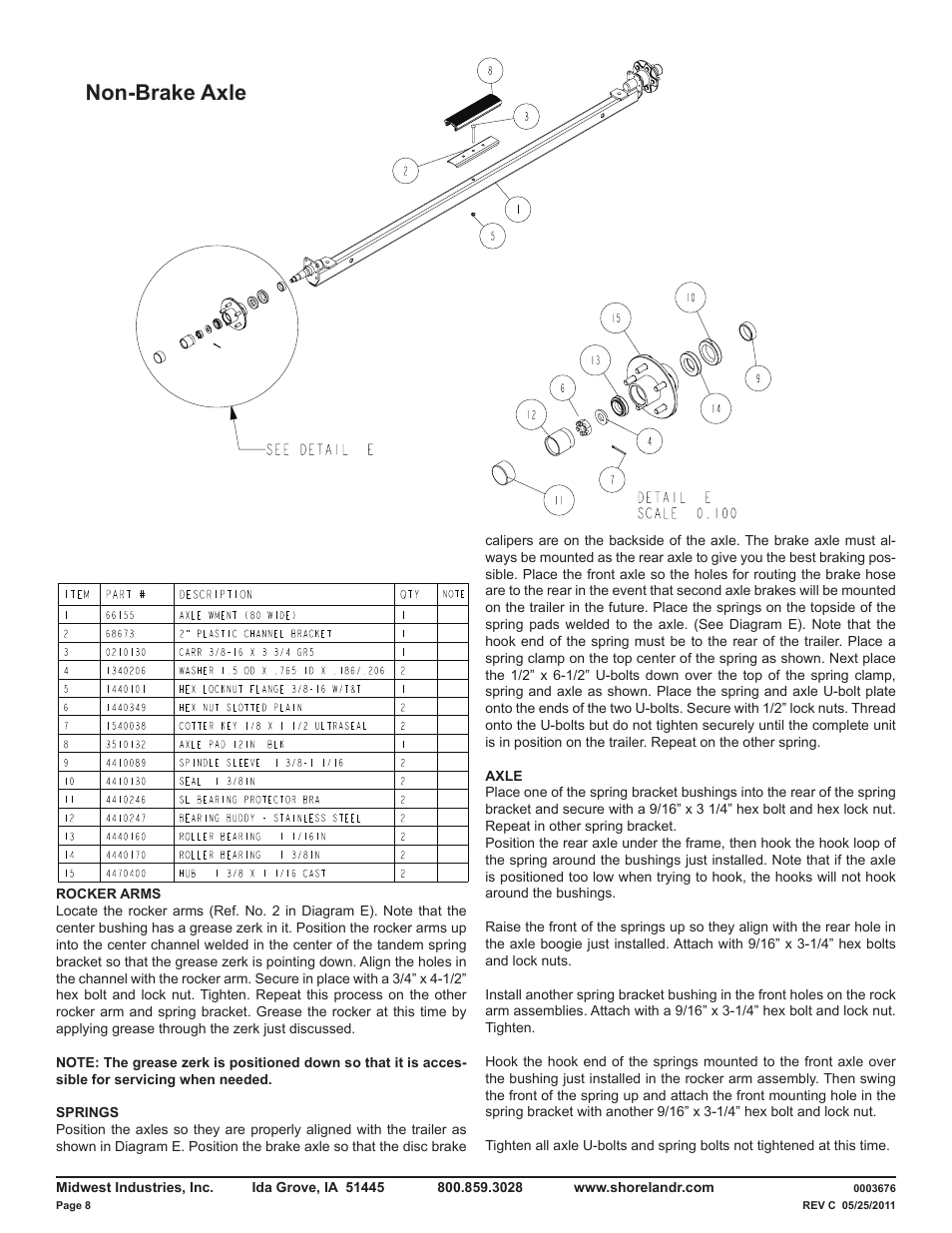 Non-brake axle | ShoreLand'r LUXR40TCBXLW V.4 User Manual | Page 8 / 15