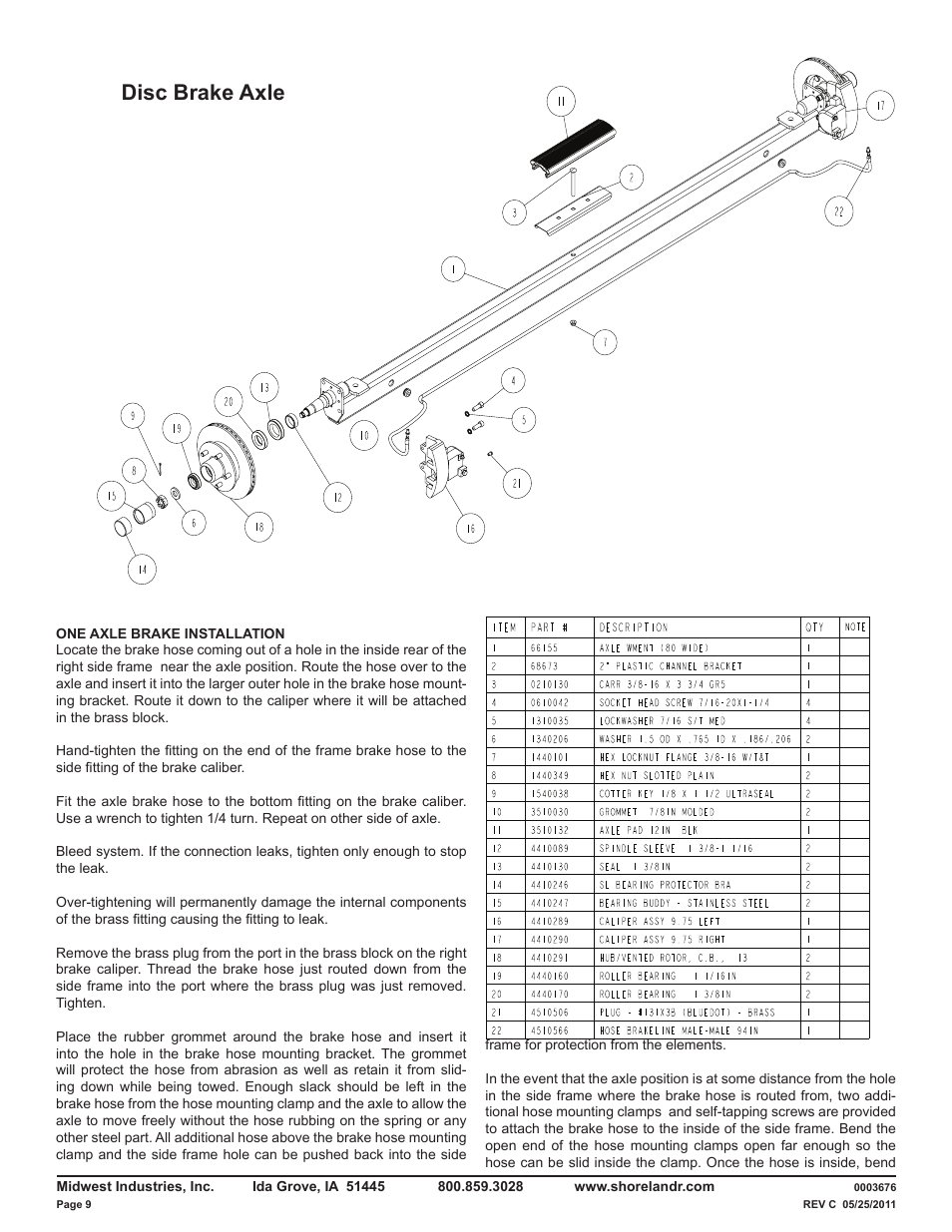 Disc brake axle | ShoreLand'r LUXR40TCBXLW V.4 User Manual | Page 9 / 15