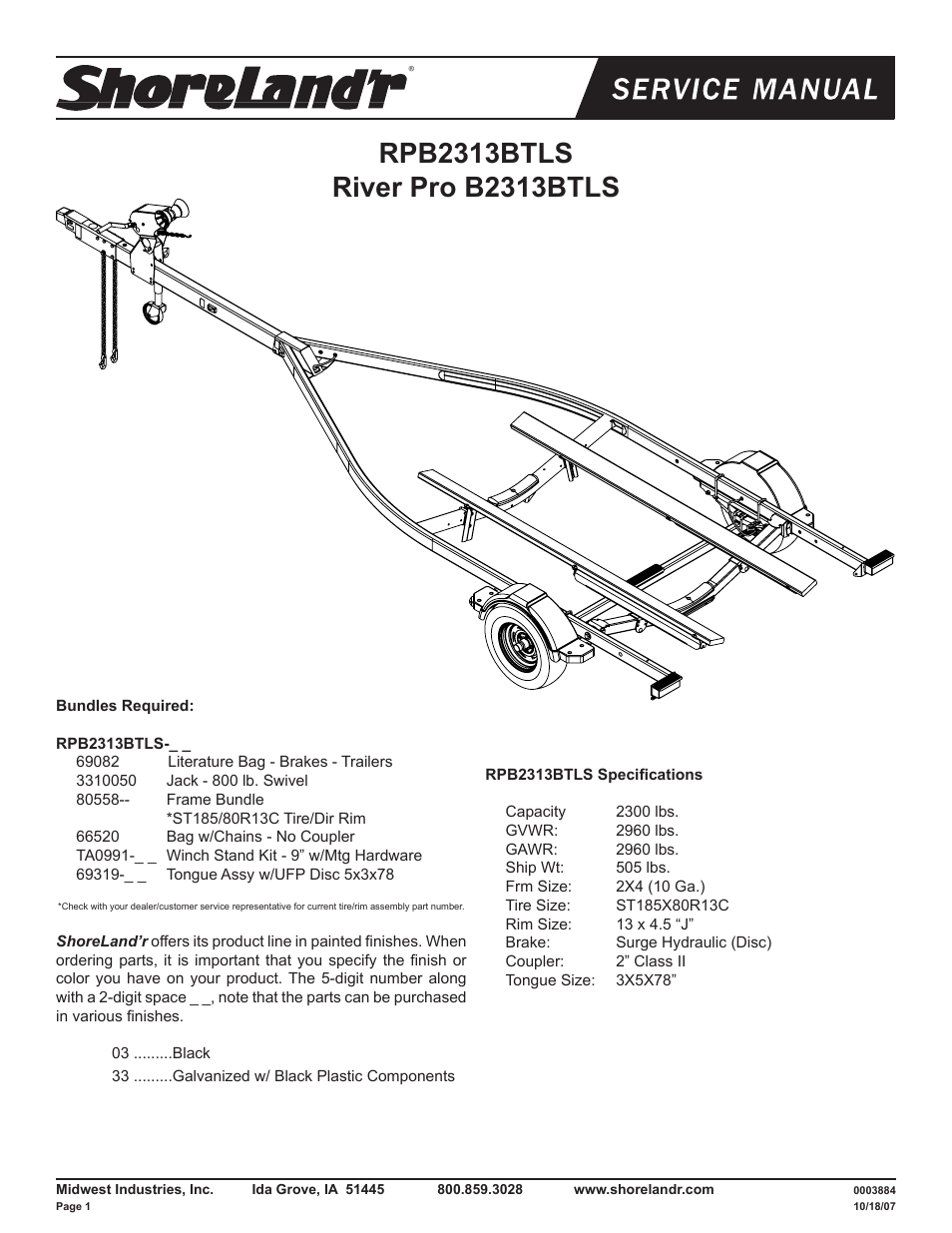 ShoreLand'r RPB2313BTLS User Manual | 10 pages