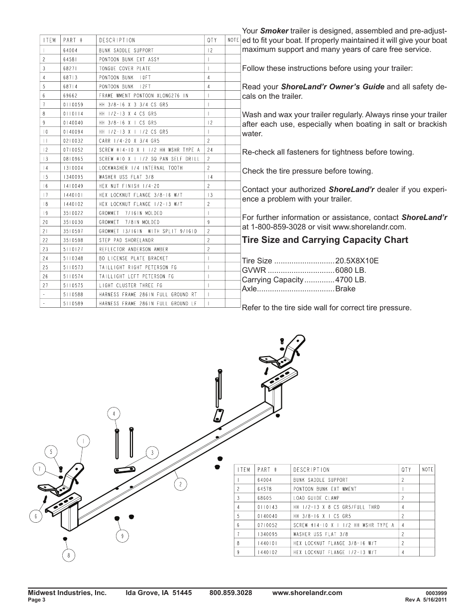 Tire size and carrying capacity chart | ShoreLand'r SMPT2947TB User Manual | Page 3 / 9