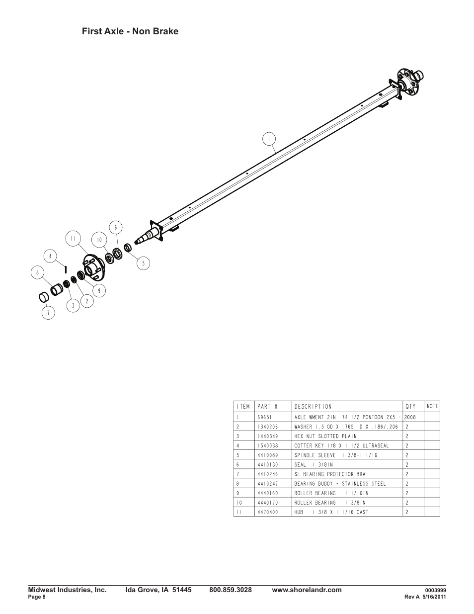First axle - non brake | ShoreLand'r SMPT2947TB User Manual | Page 8 / 9